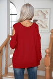 WOMEN CUT OUT DETAILED BUTTON DECKED KNIT SWEATER
