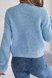 WOMEN LOOSE FIT LONG SLEEVE RIBBED KNIT SWEATER