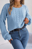 WOMEN LOOSE FIT LONG SLEEVE RIBBED KNIT SWEATER