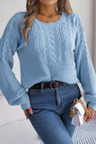 WOMEN LOOSE FIT LONG SLEEVE RIBBED KNIT SWEATER
