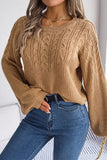 WOMEN LOOSE FIT LONG SLEEVE RIBBED KNIT SWEATER