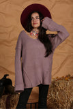 LINED CABLE KNITTED LOOSE FIT TUNIC SWEATER TOP - Doublju