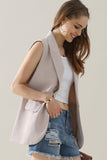 ONE BUTTON LOUND HEM LOOSE BLAZER VEST - Doublju