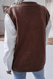 WOMEN CABLE KNIT V NECK VEST SWEATER - Doublju