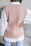 WOMEN V NECK TWIST CASUAL LOOSE KNIT SWEATER VEST