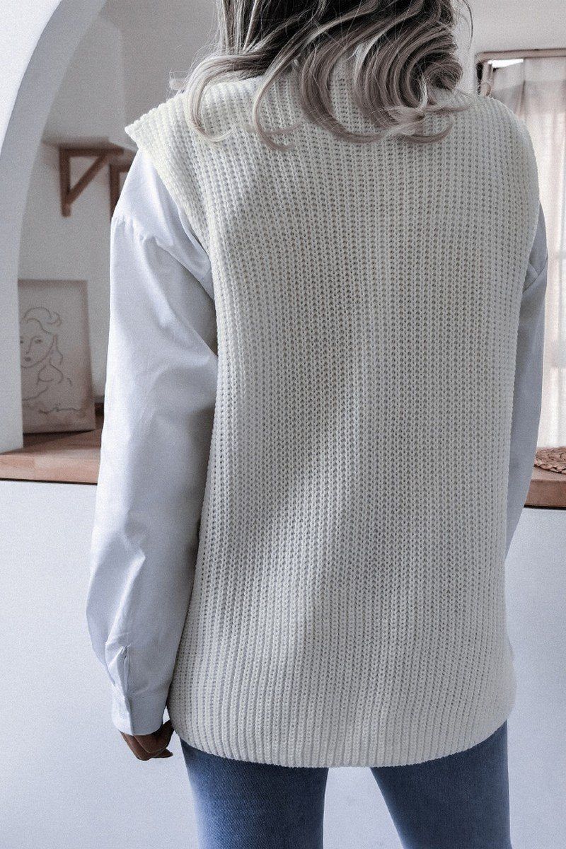 WOMEN V NECK CASUAL LOOSE KNIT SWEATER VEST