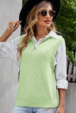 HIGH NECK HALF ZIP UP NECK KNITTED SWEAT VEST