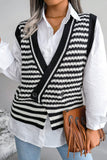 WOMEN CROSS BUTTON PATTERNED KNIT VEST