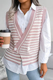 WOMEN CROSS BUTTON PATTERNED KNIT VEST