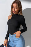 HOLE SHOULDER LONG SLEEVED TIGHT BODYSUIT - Doublju