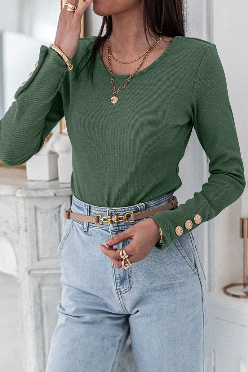 WOMEN BUTTONED CUFF SLEEVE BODYSUIT