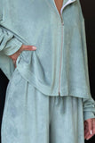 WOMEN COZY LOUNGE HOMEWEAR JACKET AND PANTS SET