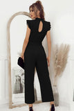 SOLID COLOR FLYING SLEEVE JUMPSUIT - Doublju