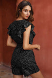 POLKA DOT V NECK SLIM JUMPSUIT - Doublju