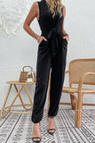 SLEEVELESS V NECK SLIM JUMPSUIT - Doublju