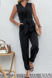 SLEEVELESS V NECK SLIM JUMPSUIT - Doublju