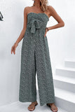 BIG RIBBON RUFFLED TANK TOP WIDE JUMPSUIT - Doublju