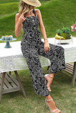 POLKA DOT RIBBON STRAP WIDE JUMPSUIT - Doublju