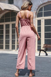 BIG RIBBON V NECK STRAIGHT LEG JUMPSUIT - Doublju