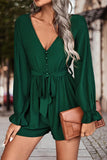 WAIST TIED SEXY DEEP V NECK DRESS - Doublju