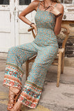 WOMEN SPAGHETTI STRAP FLORAL PATTERN BOHO JUMPSUIT - Doublju