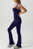 CUT OUT BACK SOLID TIGHT ELASTIC JUMPSUIT