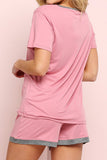 WOMENS SHORT SLEEVE ROUND BANDED NECKLINE AND SHORTS PAJAMA SET