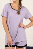 WOMENS SHORT SLEEVE ROUND BANDED NECKLINE AND SHORTS PAJAMA SET