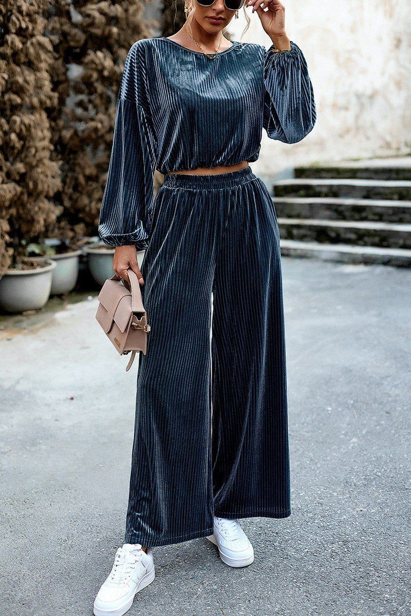 VELVET CORDUROY LOOSE FIT COZY TOP AND PANTS SET