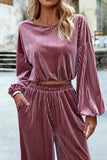 VELVET CORDUROY LOOSE FIT COZY TOP AND PANTS SET