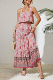 BOHEMIAN LOOSE CROP TOP AND MAXI SKIRT SET - Doublju