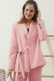 SOLID LOOSE FIT BLAZER JACKET AND PANTS SET