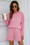 WOMEN HOODED PULLOVER AND SHORT HOMEWEAR SET