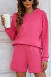 WOMEN HOODED PULLOVER AND SHORT HOMEWEAR SET