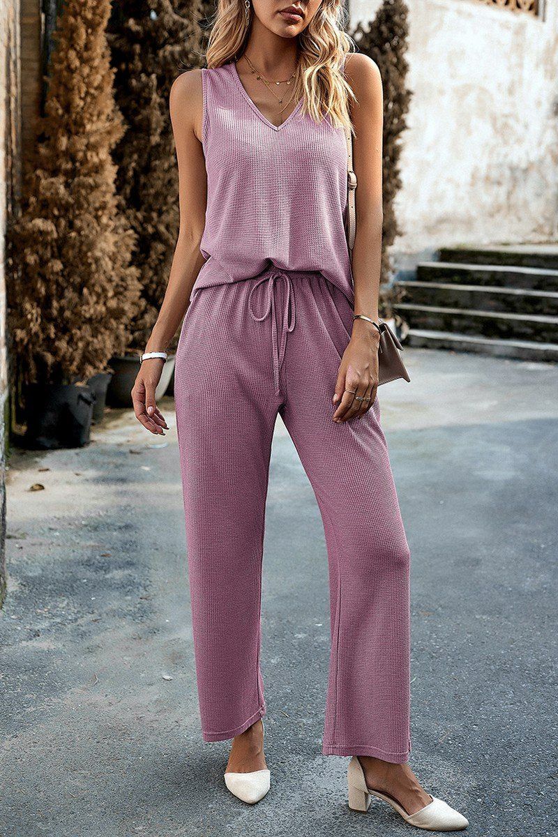 WOMEN LOOSE FIT SLEEVELESS TOP AND PANTS SET