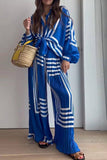 WOMEN STRIPE WIDE LEG PANTS AND SHIRTS SET