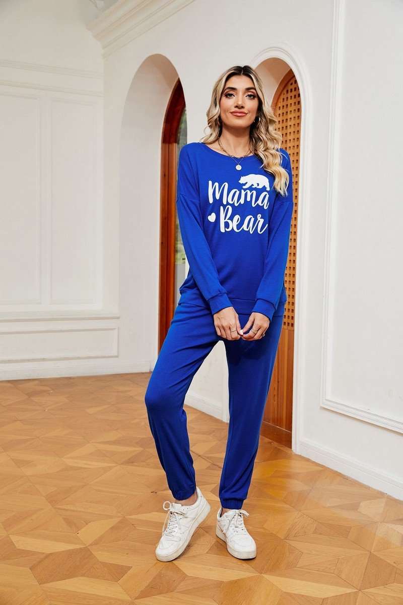 WOMEN MAMA BEAR PRINTING TEE AND PANTS SET