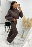 WOMEN CROP HIGH NECK PULLOVER AND PANTS SET