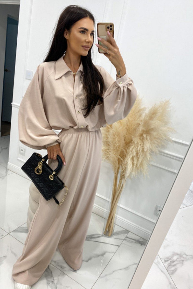 WOMEN OVERSIZED SHIRTS AND ELASTIC PANTS SET