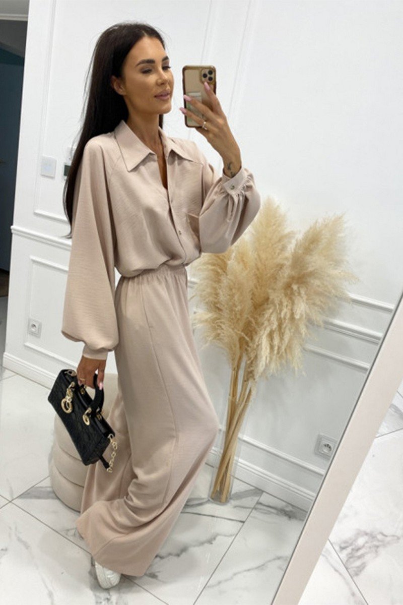 WOMEN OVERSIZED SHIRTS AND ELASTIC PANTS SET