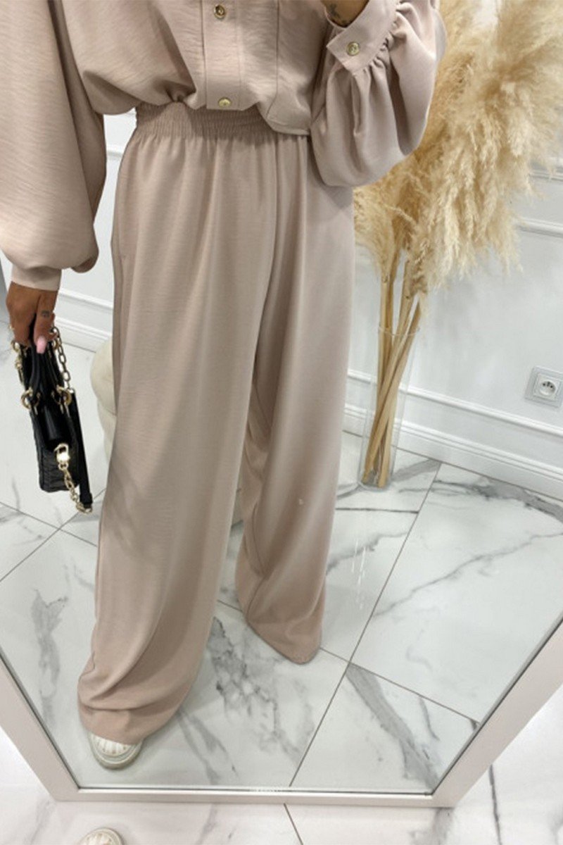 WOMEN OVERSIZED SHIRTS AND ELASTIC PANTS SET