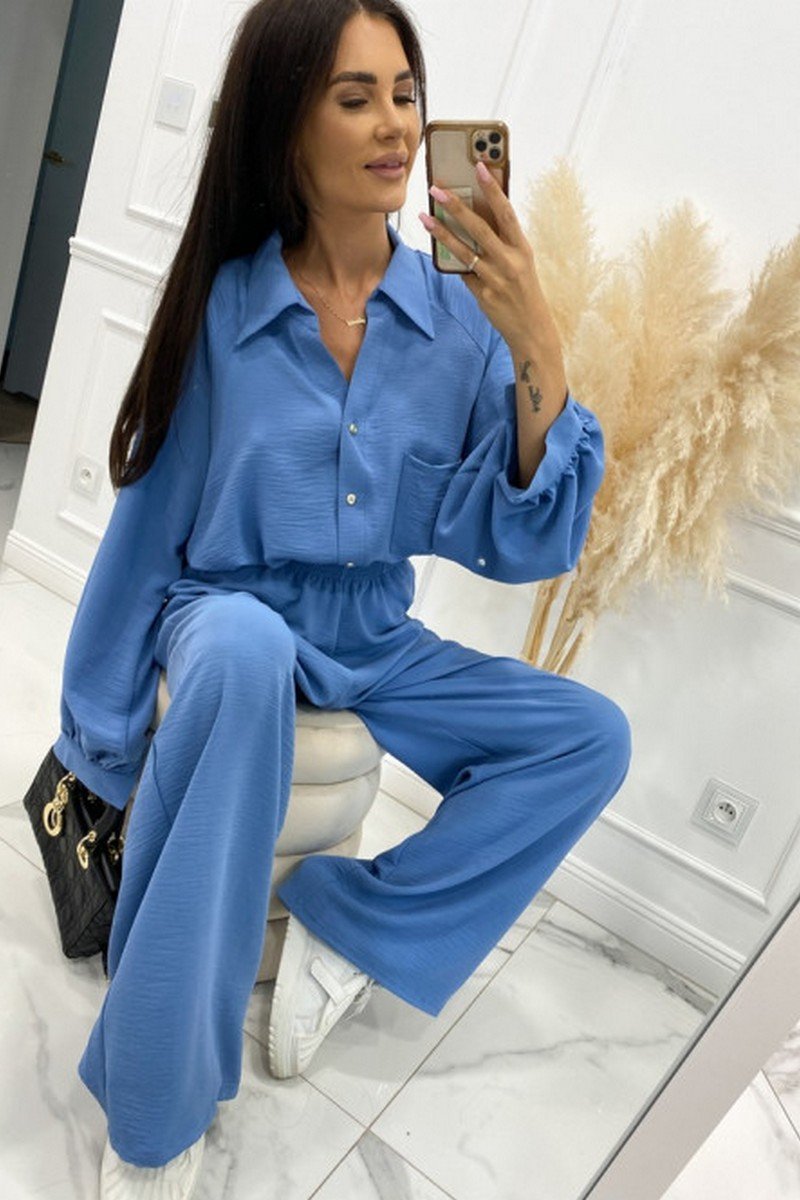 WOMEN OVERSIZED SHIRTS AND ELASTIC PANTS SET