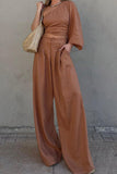 WOMEN OVERSIZED LOOSE FIT LONG PANTS AND CROP TOP