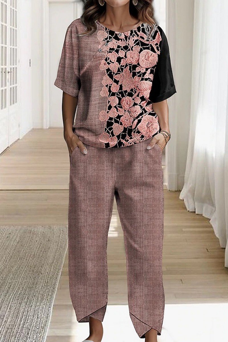 WOMEN ELEGANT FLORAL PRINTING TOP AND PANTS SET