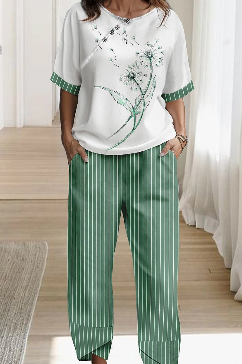 WOMEN COZY PRINTING TOP AND PANTS HOMEWEAR SET