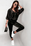 WOMEN LOOSE FIT COZY LOUNGWEAR TOP AND PANTS SET