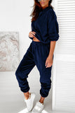 WOMEN COZY HOODED TOP AND DRAWSTRING PANTS SET