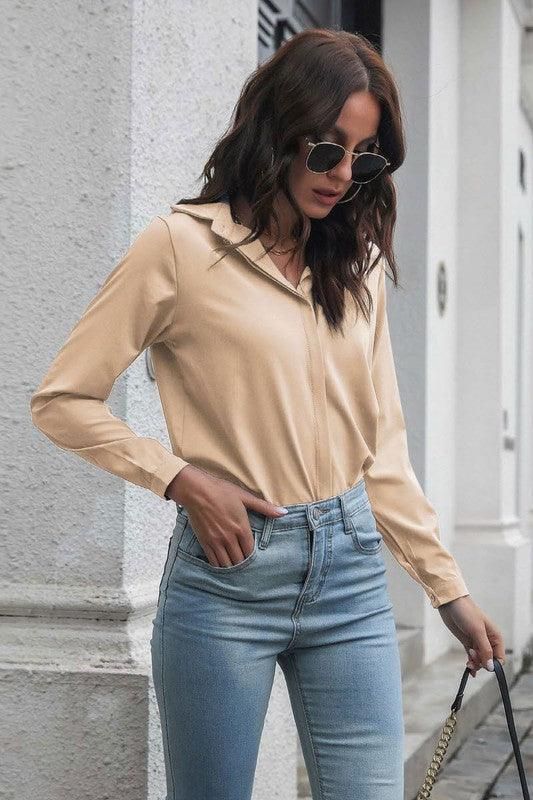 Casual Long Sleeved Chiffon Shirt - Doublju