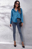 Solid Color Silk Long Sleeved Shirt - Doublju