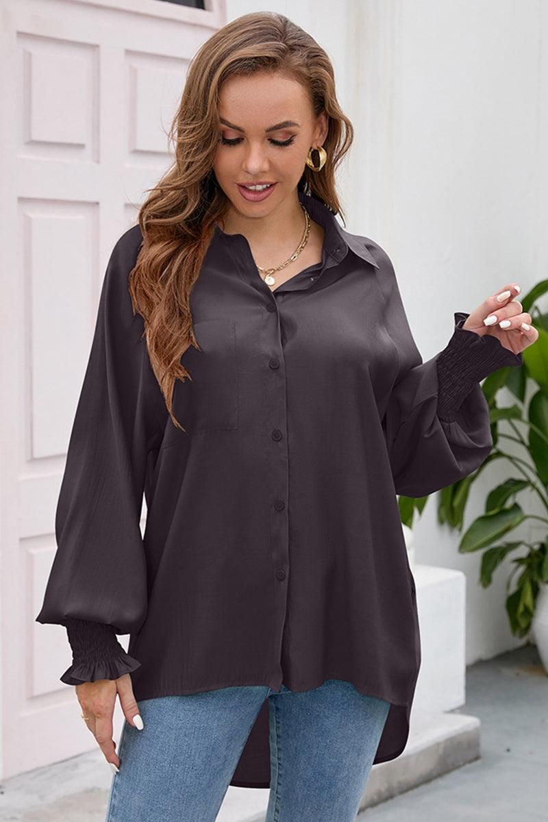 BUTTON DOWN BASIC SIMPLE DAILY BLOUSE - Doublju